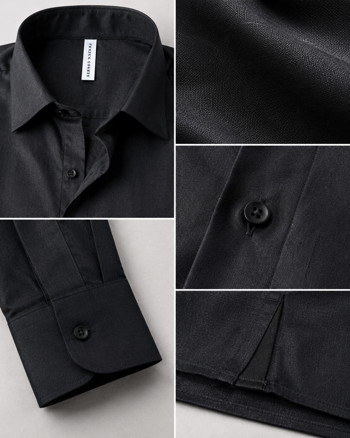Black Irish Linen Long-Sleeve Shirt