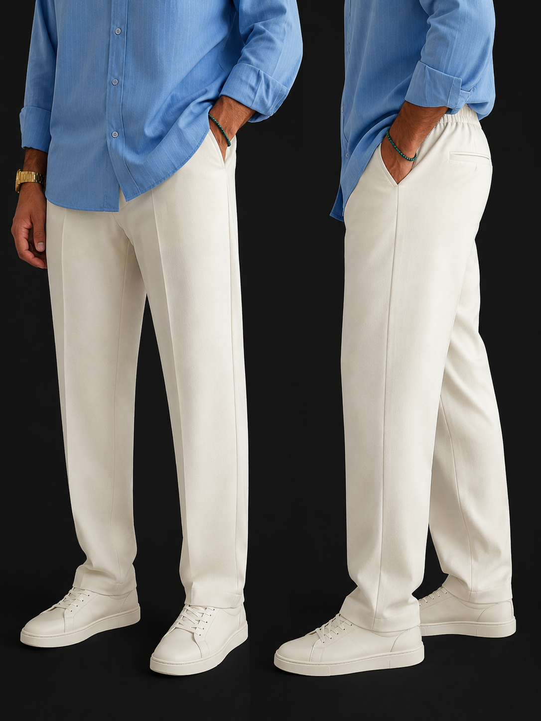 Men’s Premium Off-White Tailored Trousers