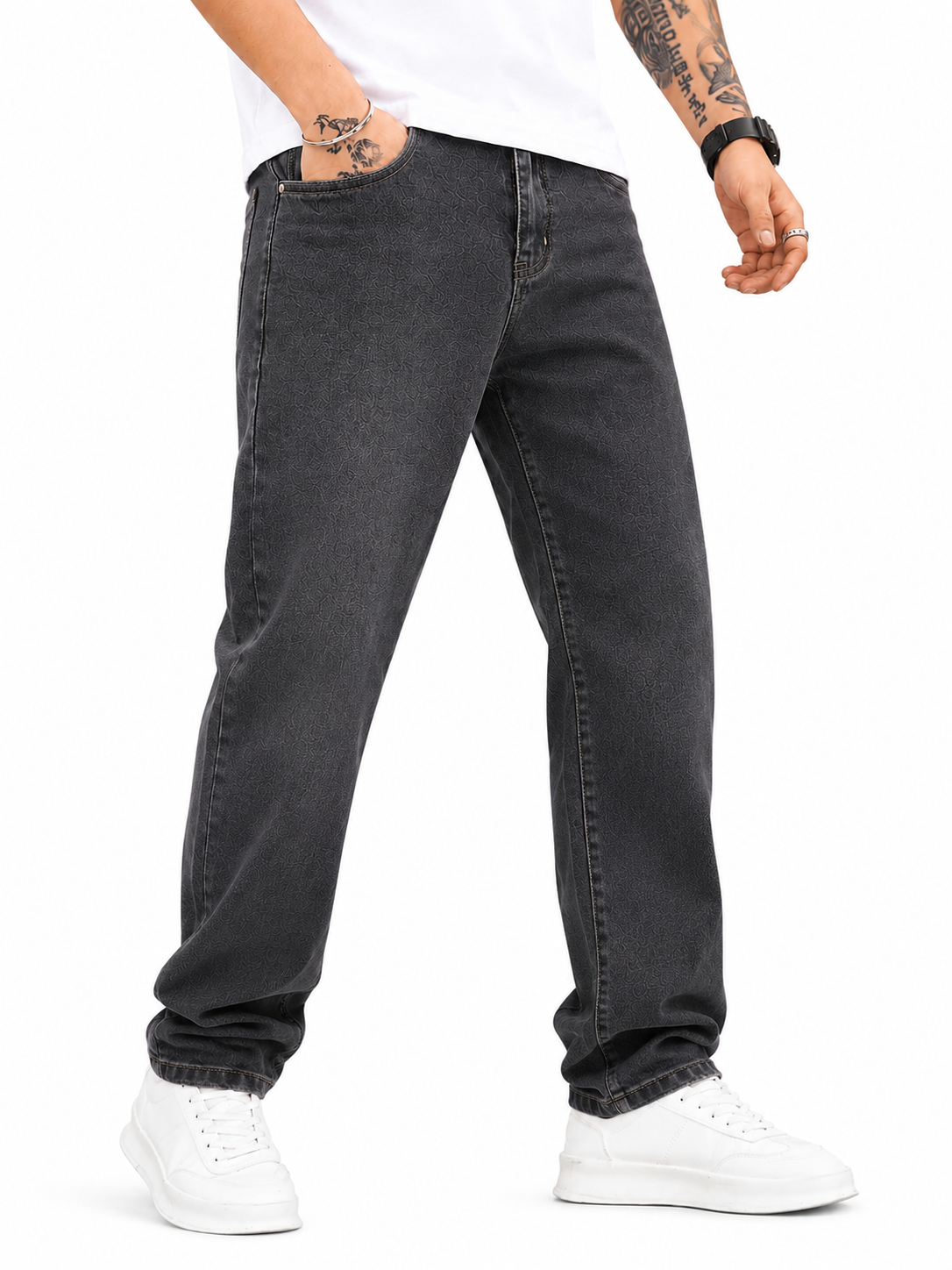 Dark Grey Denim Plain