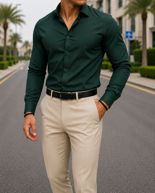 Plain Formal Shirt - Dark Green