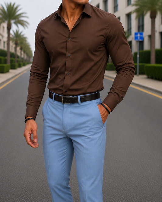 Plain Formal Shirt - Brown